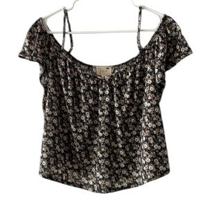 LA Hearts floral printed off the shoulder cropped blouse